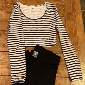 XS Pink Yoga pants and crop top